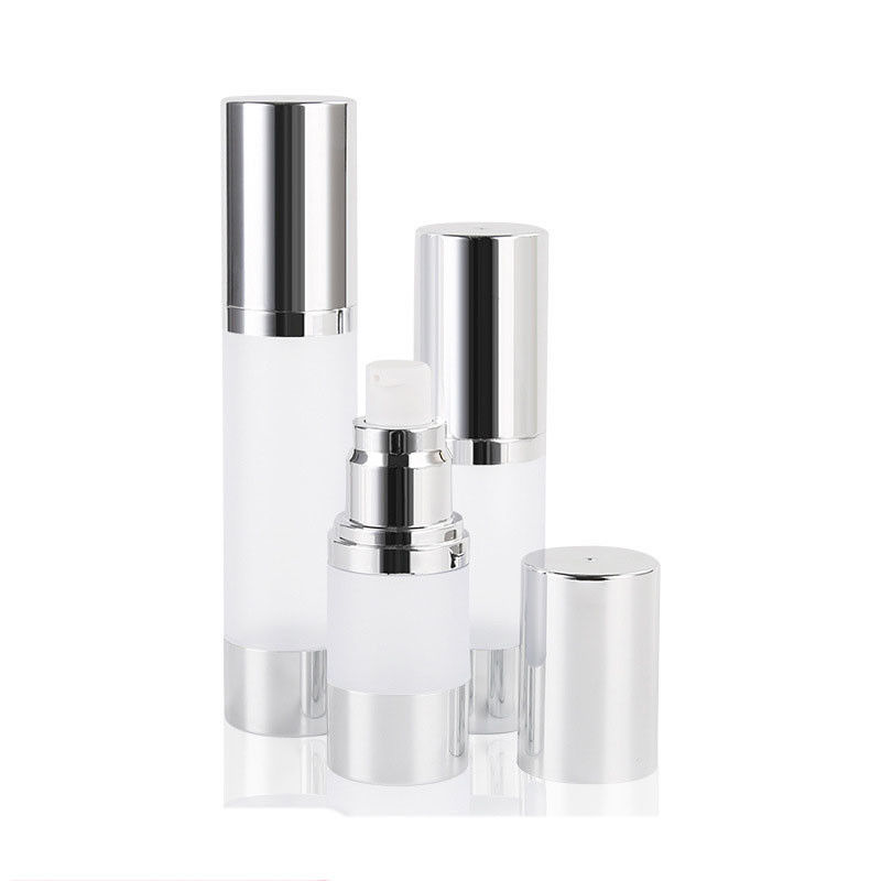 Multiple capacity 15ml 30ml 50ml plastic silver frosted body China manufacturers foundation round airless pump bottle wh